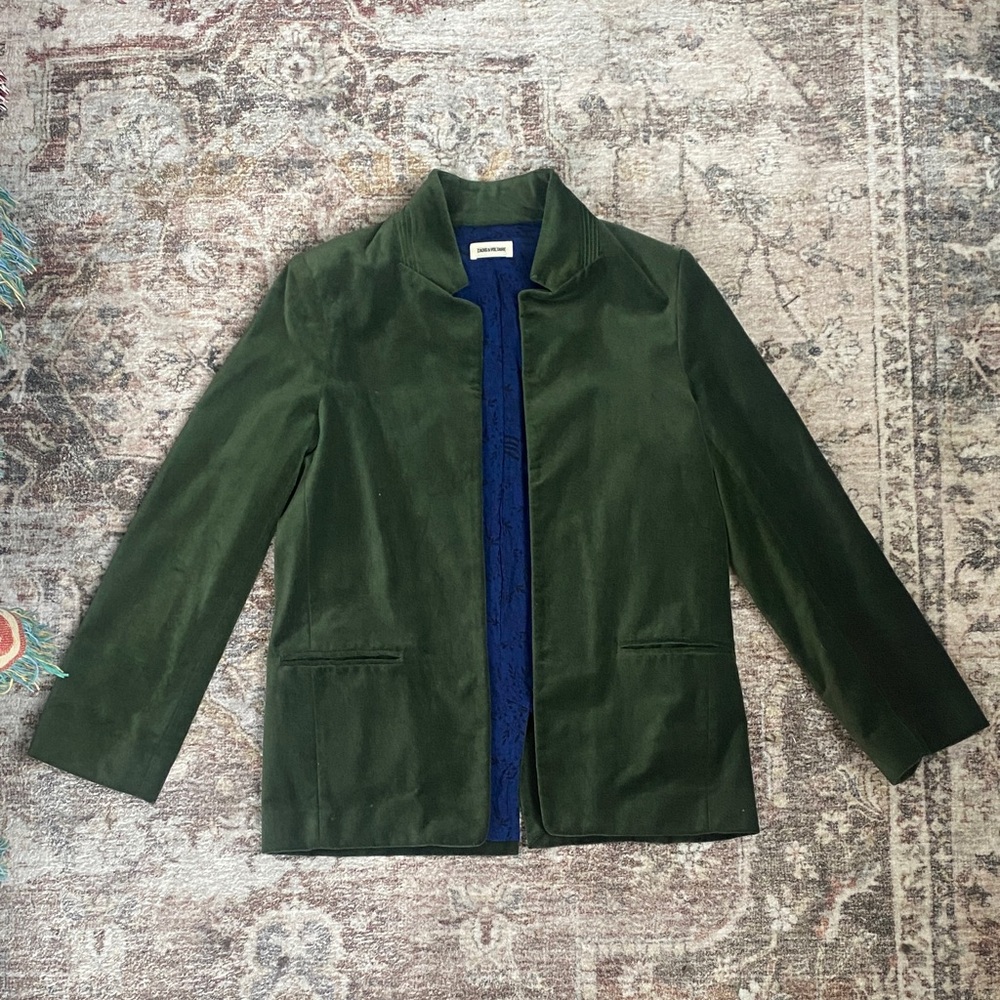 Zadig & Voltaire 100% cotton velvet blazer unworn size 42 forest green